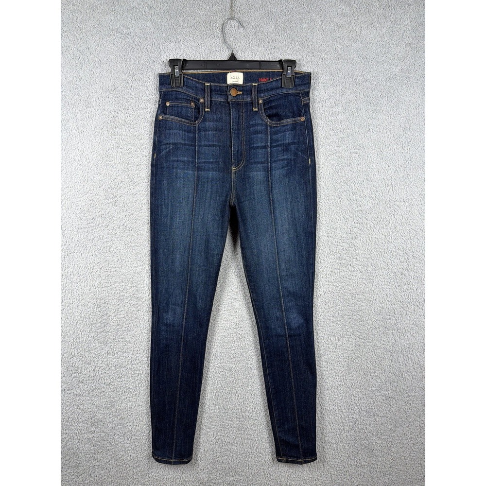 AO.LA Alice + Olivia Good High Rise Skinny Pintuck Jeans Womens 28 Dark Wash